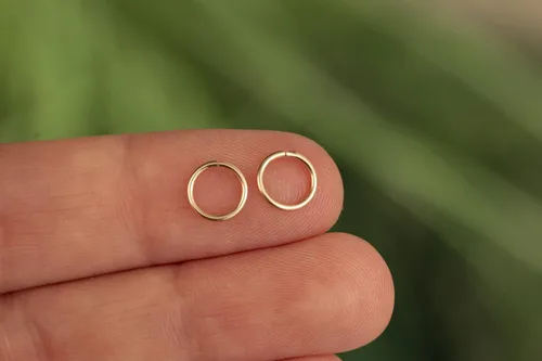 Miniatura 5 de Aretes de aro de oro de plata – Aretes de aro para mujer, dos piezas de aros de plata fina rellenos de oro, aro de hélice, anillo de tragus, aro