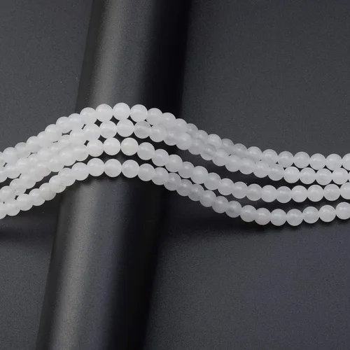 Miniatura 5 de LPBeads 200 piezas cuentas sueltas y redondas de jade blanco natural (piedra preciosa) de 6mm, pulidas, con cordón elástico para hacer joyas, Jade