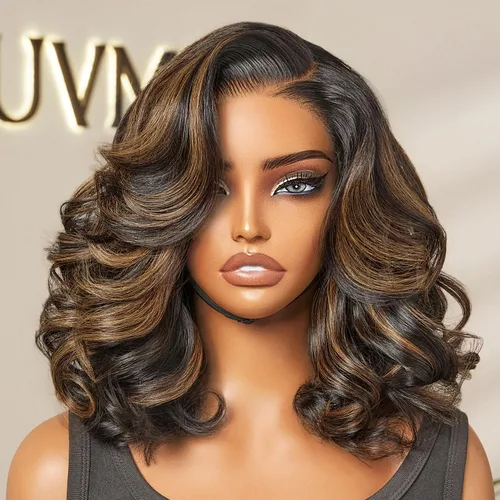 Miniatura 28 de LUVME HAIR - Peluca de cabello humano estilo Bob, de 8 pulgadas, precortada, sin pegamento, con cierre de encaje HD, predepilada, cabello humano