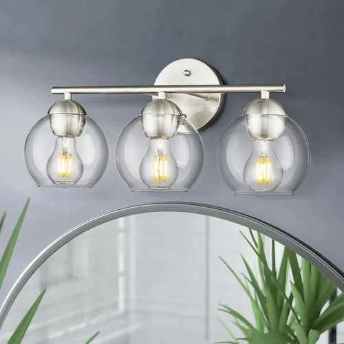 Miniatura 18 de Emak WS114-GD-ML-2PK - Moderno paquete de 2 apliques de pared de globo, luz dorada con pantalla de vidrio de leche para baño, sala de estar, fotos