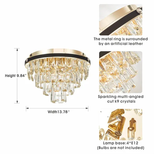 Miniatura 5 de Candelabros de cristal de montaje empotrado, lámpara de techo de 4 luces con cristales, lámpara de techo para pasillo, lámpara de dormitorio