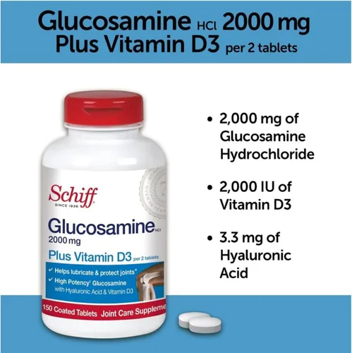 Miniatura 2 de Schiff Glucosamina 2000mg con Vitamina D3 y Ácido Hialurónico, 150 comprimidos - Suplemento para Articulaciones