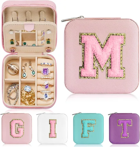 Parima Caja organizadora de joyas Joyero de viaje Organizador de anillos, collares y aretes Pequeño, rosa