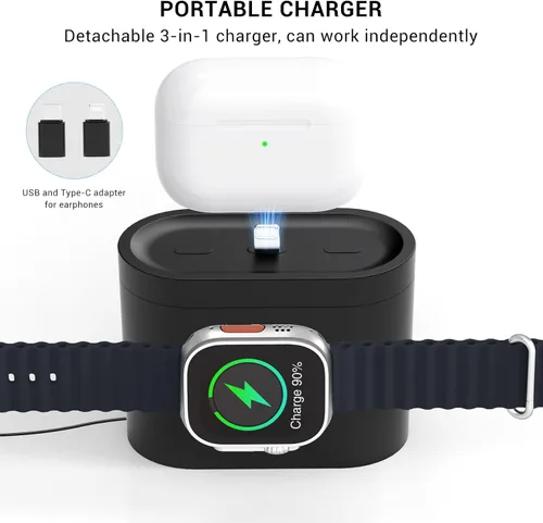 Miniatura 3 de Estación de carga 7 en 1 para iPhone, estación de carga inalámbrica, reloj despertador, luz nocturna, cargador inalámbrico para iPhone 17 16 15 14