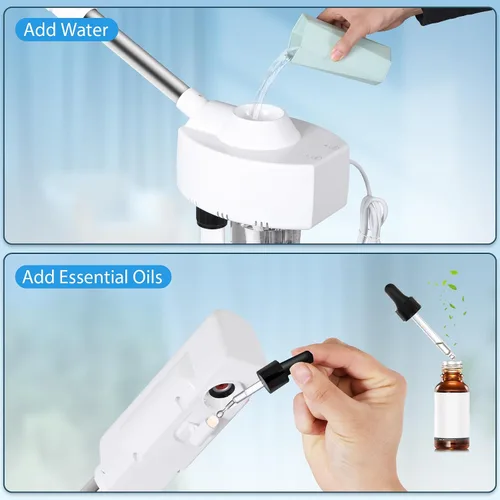 Miniatura 3 de HomGarden Vaporizador facial profesional, función de niebla caliente y temporizador, altura y ángulo ajustables, vaporizador facial profesional