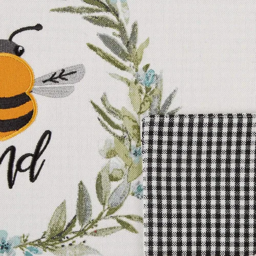 Miniatura 2 de DII Bumblebee Checkered Kitchen Collection, juego de manteles individuales reversibles, 13x19, Bee Kind Gingham, 4 piezas