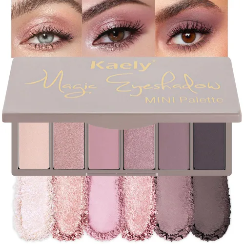 Miniatura 13 de evpct Paleta cuádruple de sombras de ojos marrón nude, brillante nude champán, dorado, marrón, cacao, brillantina, metálico, mate, alto pigmento