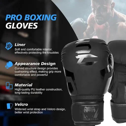 Miniatura 3 de Inmorven Boxing Gloves, Training Sparring, Muay Thai MMA Kickboxing, Men Women, Heavy Punching Bag Focus Mitts Pads Workout, Ventilated Palm - XS