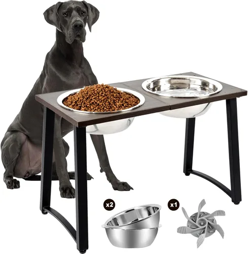 ADENGL - Cuencos elevados para perros para perros extra grandes y grandes, soporte elevado de 40,6 cm de altura con 2 cuencos de acero inoxidable de