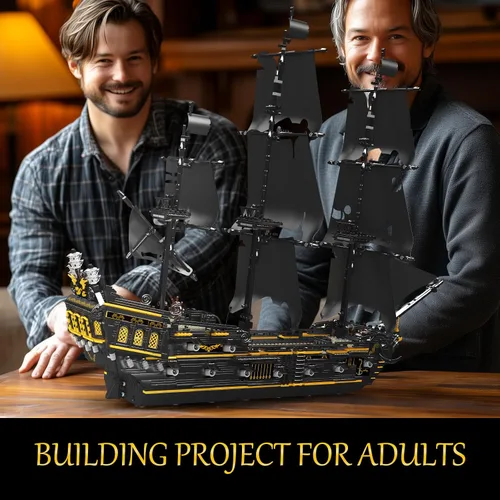 Miniatura 6 de JMBricklayer Juego de construcción de modelo de barco pirata, kits de juguetes misteriosos de perlas negras, bloques coleccionables, juguete genial