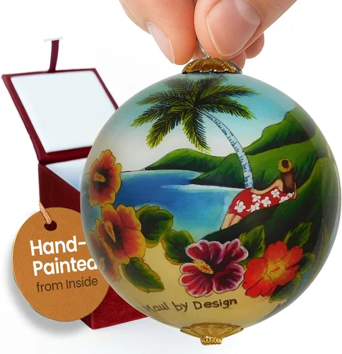 Miniatura 23 de Adorno coleccionable de tortugas marinas hawaianas coleccionables, pintado a mano desde el interior del cristal TA/H 2-Multicolor