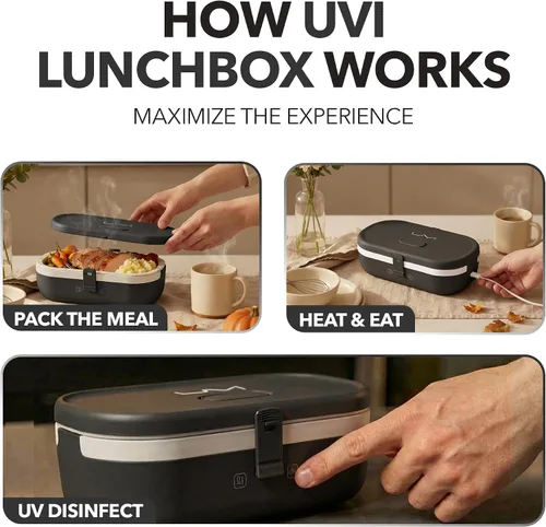 Miniatura 5 de UVI, Fiambrera eléctrica autodesinfectante para adultos, calentador de alimentos portátil para trabajo y viajes, lonchera portátil con calefacción