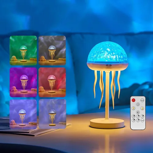 Vivilumens Lámparas de medusa, proyector de luces nocturnas con 7 colores, portátil, brillante, para escritorio, ducha, luz nocturna, océano,
