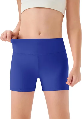 Haloumoning Pantalones cortos deportivos para niñas, de tiro alto, para yoga, danza y gimnasia, tipo ciclista, cómodos, tallas de 5 a 14 años