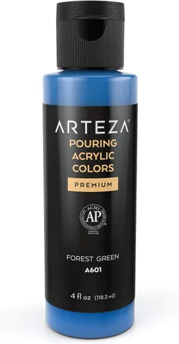 Miniatura 4 de ARTEZA Juego de 4 colores de pintura acrílica para vertido, botellas de 4 onzas, tonos aguamarina, pintura acrílica de alto flujo, suministros