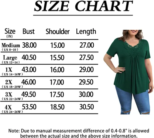Miniatura 4 de Tralilbee - Blusa casual de manga corta con encaje de ganchillo, para mujer, talla grande, talla M - 4XG