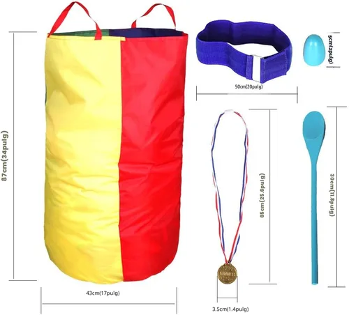 Miniatura 6 de Juego de bolsas para juego al aire libre, de césped, con huevo y cuchara, para juegos de carreras, bandas de carreras para 3 piernas, con premios