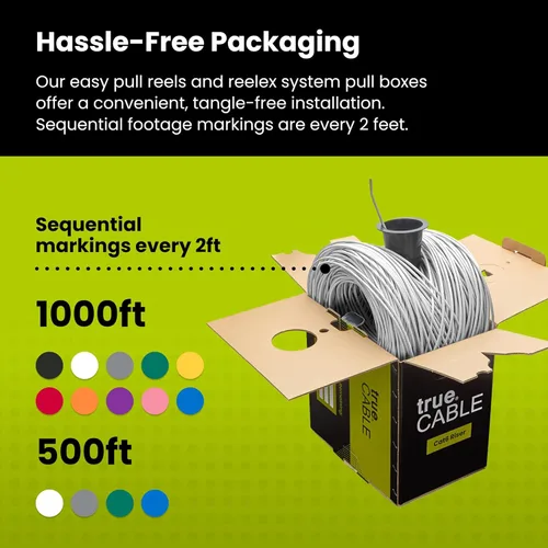 Miniatura 5 de trueCABLE Cat6 cable riser (CMR), 1000 pies, 4 pares de cobre puro sólido de 23 AWG, 550 MHz, certificación ETL, par trenzado sin blindaje (UTP)