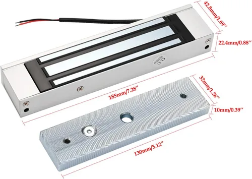 Miniatura 5 de Cerradura electromagnética eléctrica de 180 kg 350 libras de fuerza de retención, electroimán de 12V, modo seguro NC, puerta única para sistema
