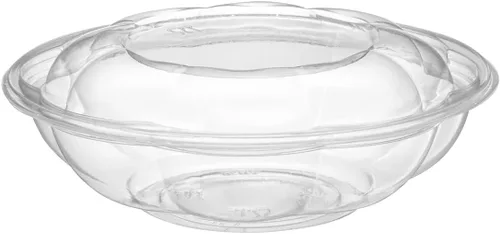 Miniatura 2 de GUSTO 50 cuencos de ensalada de plástico transparente con tapas, recipientes de ensalada desechables, perfectos para llevar, ensaladas y preparación