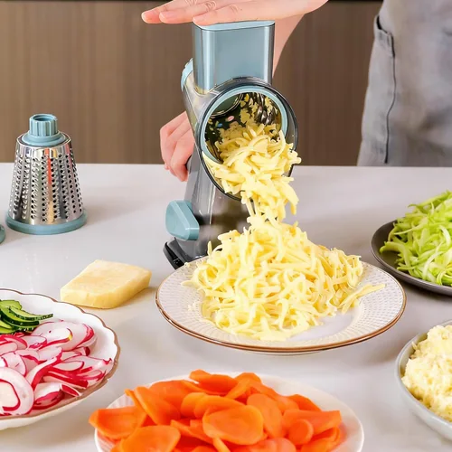 Miniatura 2 de KalraMay Rallador de queso, rallador giratorio de queso con asa, triturador de queso giratorio multifuncional que ralla sin esfuerzo queso, verduras