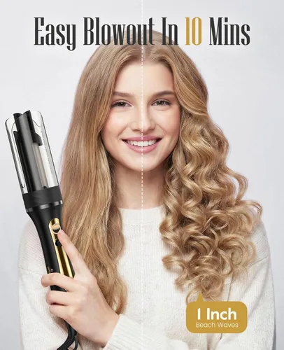 Miniatura 2 de Zavarea Plancha rizadora giratoria automática para cabello largo, varita rizadora de 1 pulgada para ondas de playa y rizos sueltos, rizador de pelo