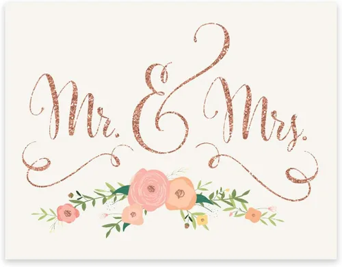 Miniatura 11 de Andaz Press Letreros de fiesta de boda, purpurina de oro rosa sintético con flores, 8.5 x 11 pulgadas, resalta tu versículo bíblico favorito