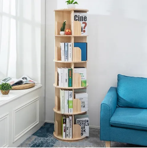 Miniatura 12 de Estantería de madera giratoria Heehee 360 Display, estante de pie con almacenamiento para niños y adultos, organizador multifuncional (blanco