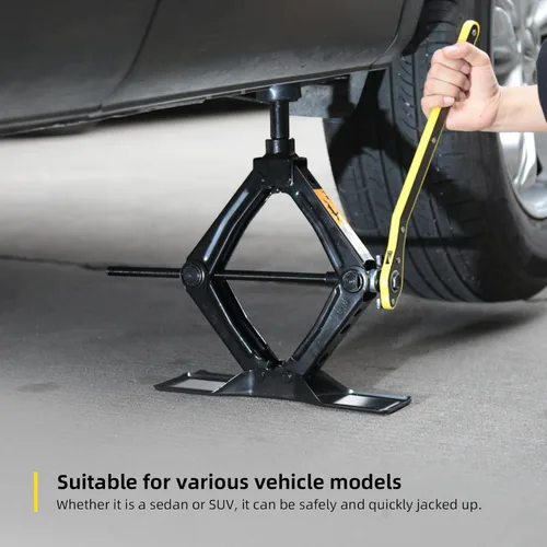 Miniatura 9 de Gato de tijera para automóvil, 1.8 toneladas (3,968 libras) con base de gran tamaño y llave de trinquete, kit portátil de cambio de neumáticos
