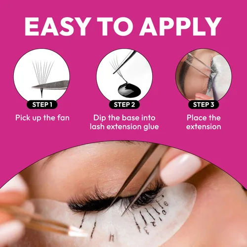 Miniatura 5 de Eyesy Lash 500 abanicos Promade: abanicos de pestañas prefabricadas con volumen para extensiones de pestañas, base puntiaguda, hechas a mano
