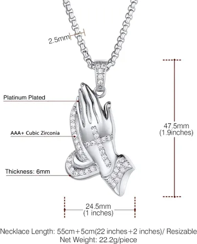Miniatura 5 de U7 Colgante de cruz ortodoxa rusamanos rezandosigno de Ichthys para hombres y mujeres, acero inoxidable chapado en oro de 18 quilates, collar