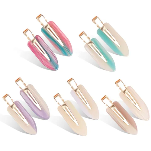 Miniatura 7 de 9 piezas de pinzas para el pelo sin dobleces, pinzas para rizos sin arrugas con diseño de cuadros, resina acrílica plana para peinado, barrette