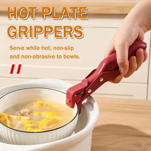 Miniatura 7 de Pinzas para placa caliente, clip antideslizante de silicona para cocina, para tazones, sartenes, platos, utensilios de cocina (rojo, azul)