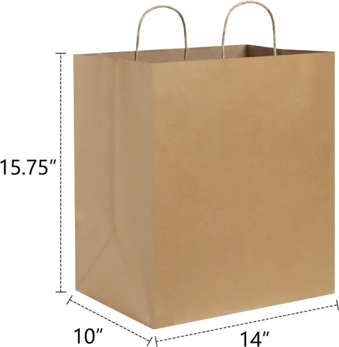 Miniatura 3 de BagDream Bolsas de papel kraft de 14 x 10 x 15.75 pulgadas, bolsas de regalo de papel ultra anchas grandes con asas para llevar, fiestas, compras