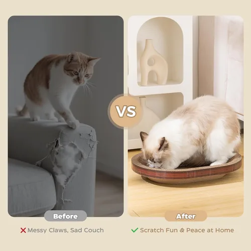 Miniatura 8 de Avont Juego de 3 rascadores de cartón para gatos de interior, rascador corrugado para gatos con almohadilla reversible para rascar, caja de arañazos