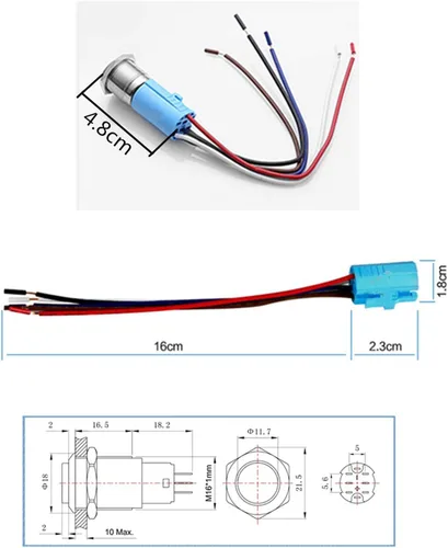 Miniatura 6 de Interruptor de botón momentáneo de bocina de coche, 12 V, 0.630 in, LED, interruptor de reinicio de encendido/apagado, interruptor de bocina