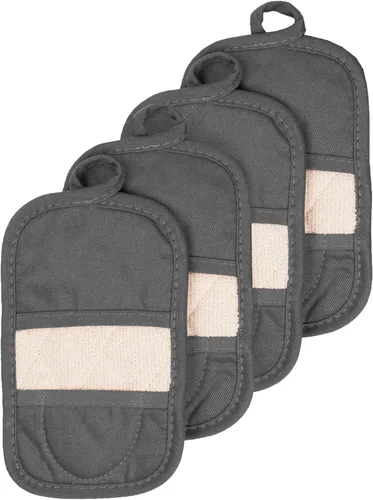 Miniatura 7 de RITZ Soportes para ollas y almohadillas térmicas prémium (paquete de 4), 8.5 x 5.5 pulgadas, resistentes al calor, 100% algodón, bolsillo con bucles