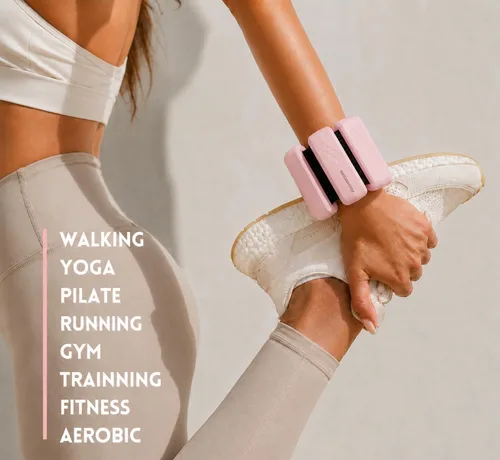Miniatura 3 de Pesas de tobillo y muñecas Adujstable para mujeres y hombres Juego de 2 (1.1 libras cada una) Talla única Perfecto para caminar, correr, Rosa