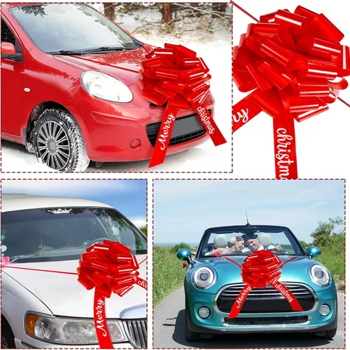 Miniatura 7 de Waydress Lazo grande para automóvil gigante de 20 pulgadas, lazo rojo grande de Navidad para envolver regalos, casas nuevas, gran presente