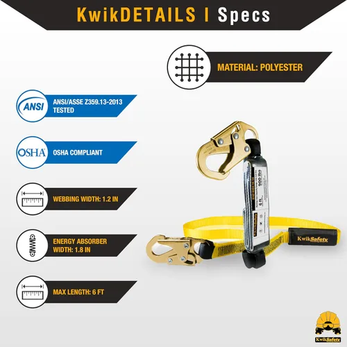 Miniatura 3 de KwikSafety – Familia rattler, incluye 2 paquetes, 4 paquetes, combo, kit Cordón de seguridad de una sola pierna con amortiguador interno, anclaje