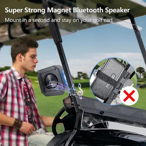 Miniatura 2 de PILSAMAS Altavoz de golf, altavoz magnético inalámbrico Bluetooth para carrito de golf con imán fuerte, fuerte con graves ricos, portátil al aire