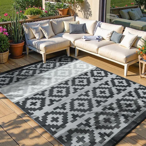 Miniatura 25 de Anidaroel Alfombras de exterior de 6 x 9 pies para patios, impermeables, reversibles, de plástico tropical, alfombra de campamento, alfombra grande