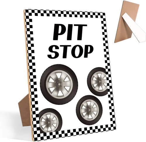 Miniatura 9 de Decoraciones de fiesta de cumpleaños de coche de carreras, letrero de estación de combustible, decoraciones de cumpleaños rápidos uno y dos, placa