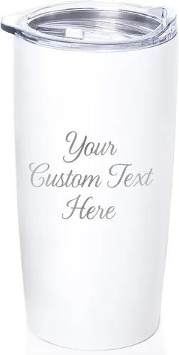 Miniatura 12 de Lifetime Creations Vaso de acero inoxidable personalizado grabado con nombre (blanco) - Vaso de metal personalizado, añade tu nombre, taza de viaje