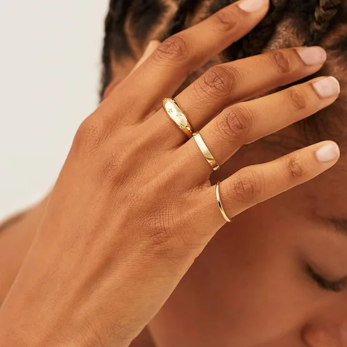 Miniatura 4 de AllenCOCO Chunky Gold Rings For Women Trendy Cubic Zirconia 14k Gold Plated Rings Stackable Set Dome Star Rings