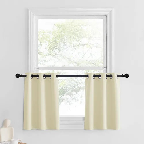 Miniatura 205 de NICETOWN Cortinas opacas de cocina para ventana sobre el fregadero, aislamiento térmico, decoración del hogar, pequeños niveles opacos con ojales