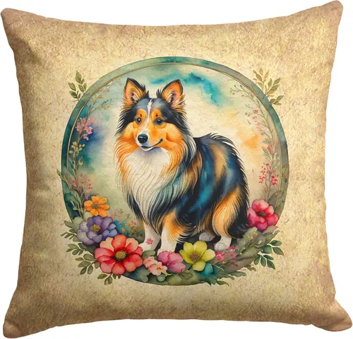 Miniatura 121 de Caroline's Treasures DAC2072PW1414 Affenpinscher and Flowers - Almohada decorativa de tela, lavable a máquina, para interiores y exteriores