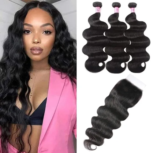 Miniatura 13 de Unice - Cabello ondulado brasileño 8A, cabello virgen, 3 unidades, extensiones tejidas de 100 % cabello humano, color natural, 3.3 a 3.5 onzas