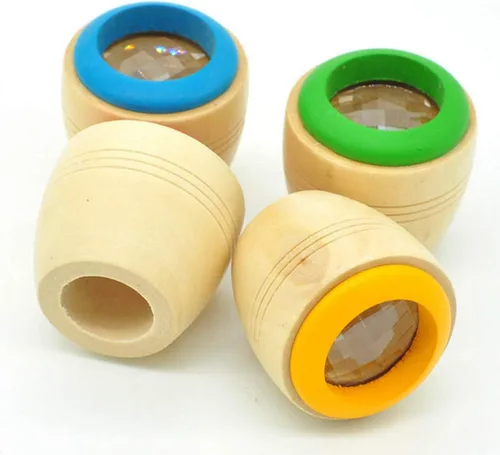 4pcs Caleidoscopios Mágicos Efecto Ojo de Abeja Caleidoscopios Juguete de Madera para Niños Regalo Festival