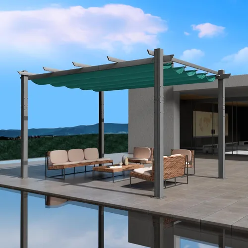 Miniatura 12 de Kozyard Morgan Pérgola Retráctil para Exteriores con Toldo de Sombra para Patio, Refugio de Pérgola de Aluminio para Patio Trasero, Terraza, Jardín